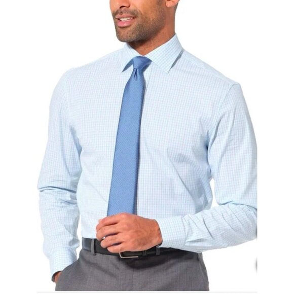 NWOT Nick Graham Men's L Stretch Modern Fit Dress Shirt Blue Pattern - Picture 1 of 10